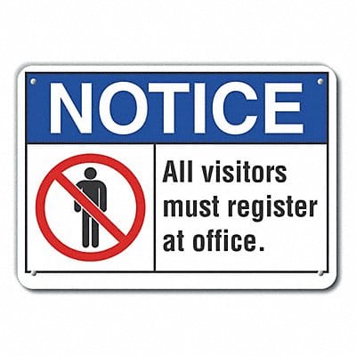 Plastic Visitors Notice Sign 10x14in