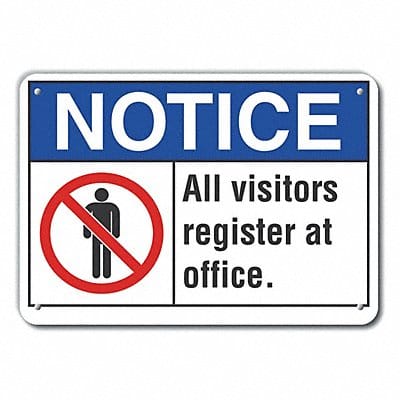 Plastic Visitors Notice Sign 10x14in