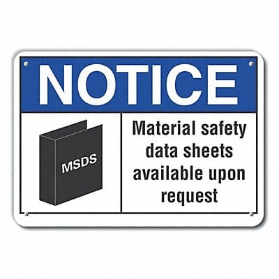 Msds Info Notice Sign 10x14in Plastic