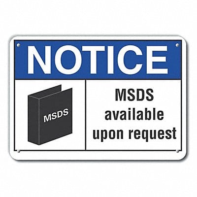 Msds Info Notice Sign 7x10in Plastic