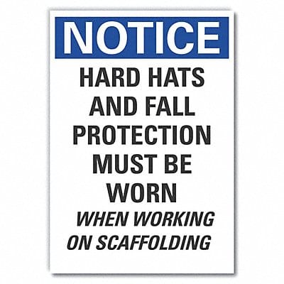 Hard Hat Notice Lbl 14inx10in Polyester