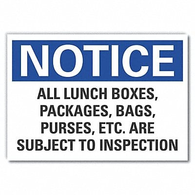 Inspection Notice Labl 7x10in Polyester