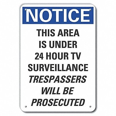 Aluminum Surveillance Notice Sign 7x10in