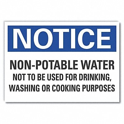 Potable Water Note Lbl 10x14in Polyest