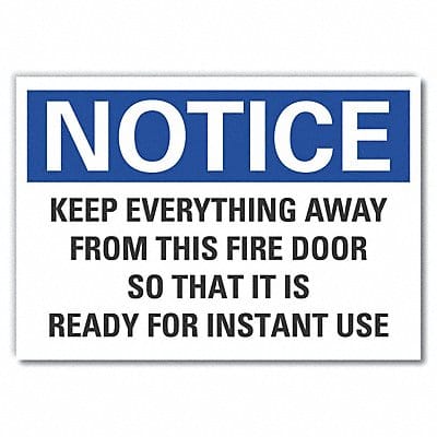 Fire Door Notice Label 7x10in Polyester