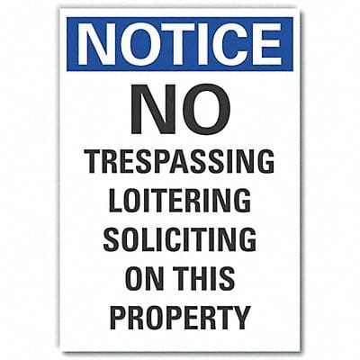 No Trespassing Notice Lbl 7x5in Polyest