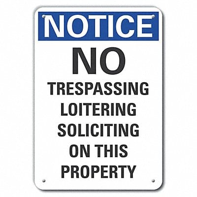 Rflct No Trespassing Notice Sign 10x7in