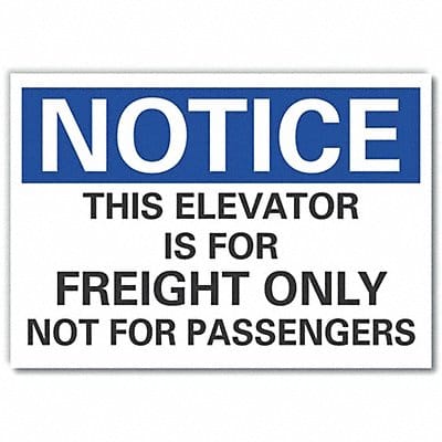 Elevator Hazard Notice Rflct Lbl 5x7in