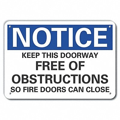 Door Instruction Notice Sign 7x10in Alum