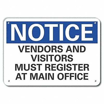 Rflctv Visitors Notice Sign 7x10in Alum