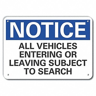 Aluminum Inspection Notice Sign 10x14in