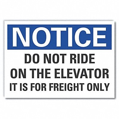 Elevator Hazard Notice Rflctv Lbl 7x10in