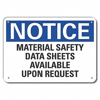 Rflct Msds Info Notice Sign 7x10in Alum