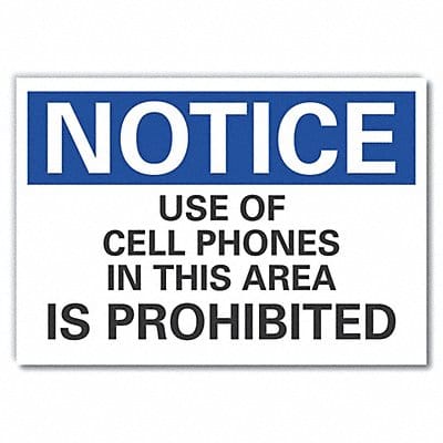 No Phones Notice Label 10x14in Polyester