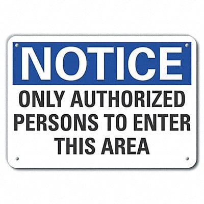 Auth Personnel Notice Sign 10x14in Alum