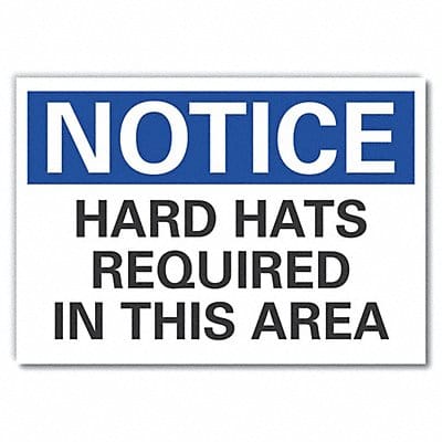 Hard Hat Notice Rflct Label 10inx14in