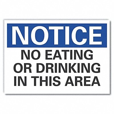 Eating Restriction Notice Label 10x14in