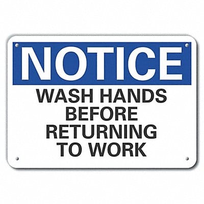 Rflct Wash Hands Notice Sign 7x10in Alum