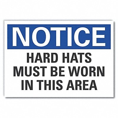 Hard Hat Notice Lbl 10inx14in Polyester