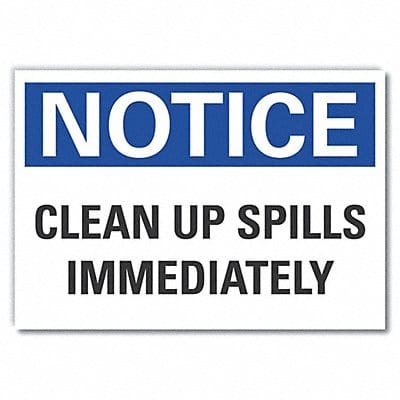 Spill Control Notice Label 10x14in Poly