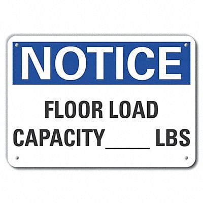 Rflct Floor Load Notice Sign 7x10in Alum