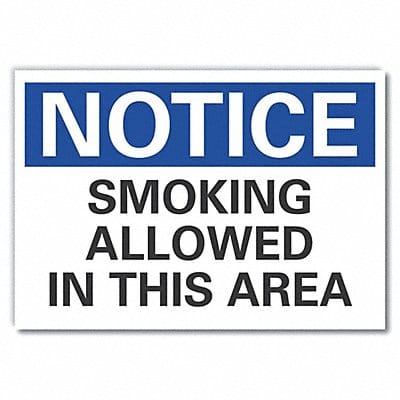 Smoking Area Notice Lbl 10x14in Polyest