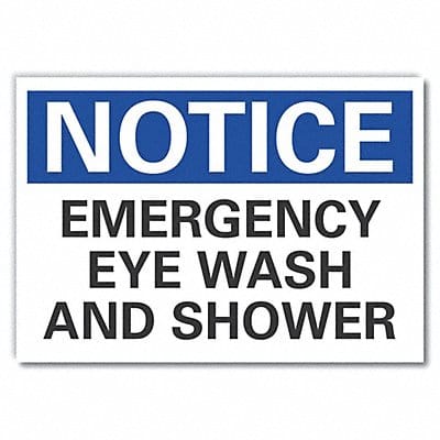 Eye Wash/Shower Notice Lbl 7x10in Polyes