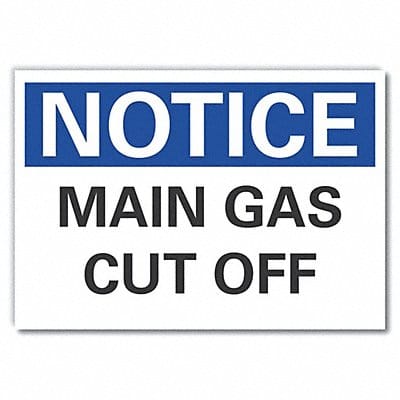 Gas Cut Off Notice Lbl 7x10in Polyester