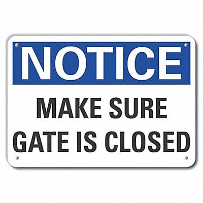 Gate Operation Notice Sign 10x14in Alum