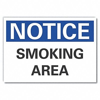 Smoking Area Notice Lbl 10x14in Polyest