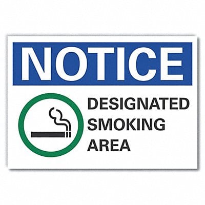 Smoking Area Notice Rflctv Labl 7inx10in