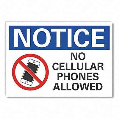 No Phone Notice Label 10x14in Polyester