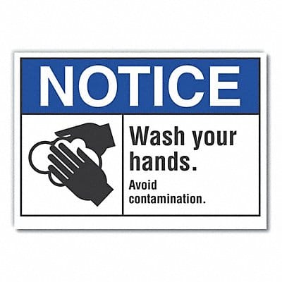 Wash Hands Notice Labl 7x10in Polyester