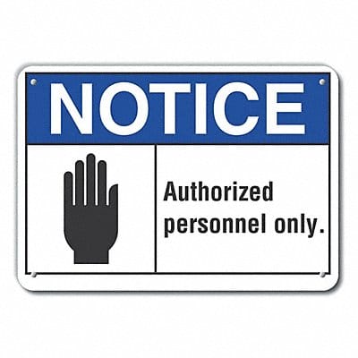 Auth Personnel Notice Sign 10x14in Alum