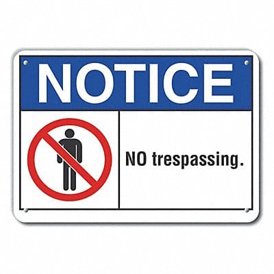 Rflct No Trespassing Notice Sign 7x10in