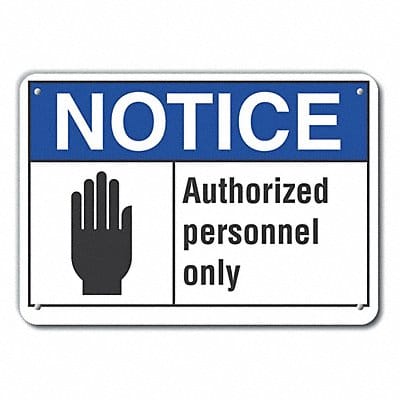 Rflct Auth Personnel Notice Sign 7x10in