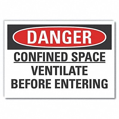 Confined Space Danger Rflct Lbl 7x10in