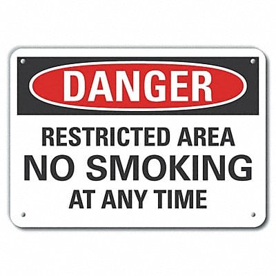 Alum No Smoking Danger Sign 7x10in Alum