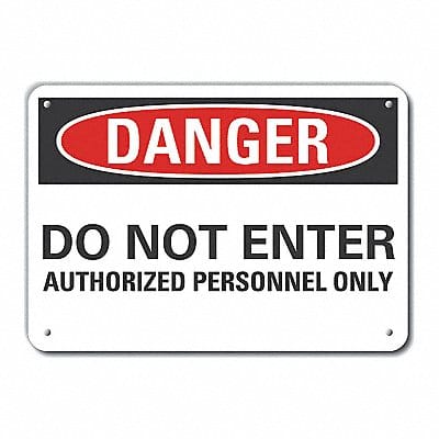 Alum Auth Personnel Danger Sign 7x10in