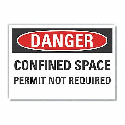 Confined Space Danger Lbl 7x10in Polyest