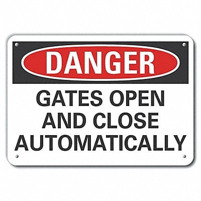 Rflct Gate Operation Danger Sign 10x14in