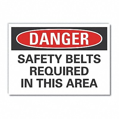 Safety Belt Danger Rflct Label 3.5x5in