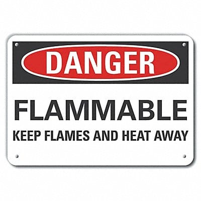 Alum Flammable Mtrl Danger Sign 10x14in