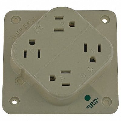 Receptacle Ivory 15 A 2P3W Back 1PK