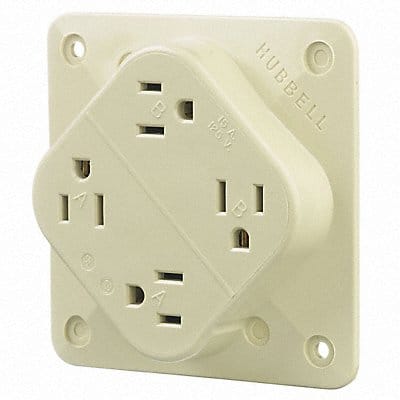 Receptacle Ivory 15 A 2P3W Back 1PK