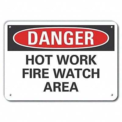 Rflct Hot Work Area Danger Sign 7x10in