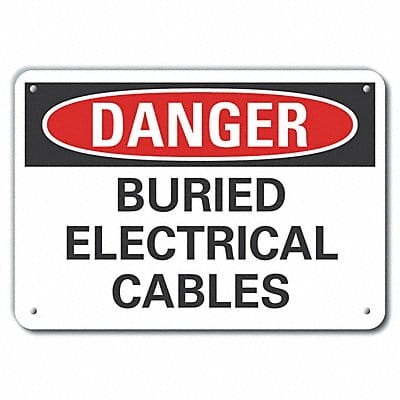 Rflct Buried Cable Danger Sign 10x14in