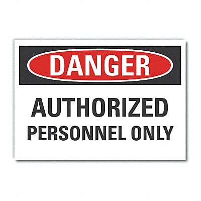 Auth Person Danger Label 10 in x 14 in