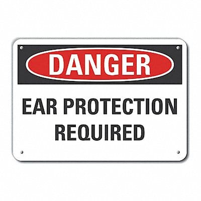 Alum Hearing Danger Sign 7x10in Alum