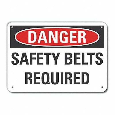 Safety Belt Danger Sign 10inx14in Alum